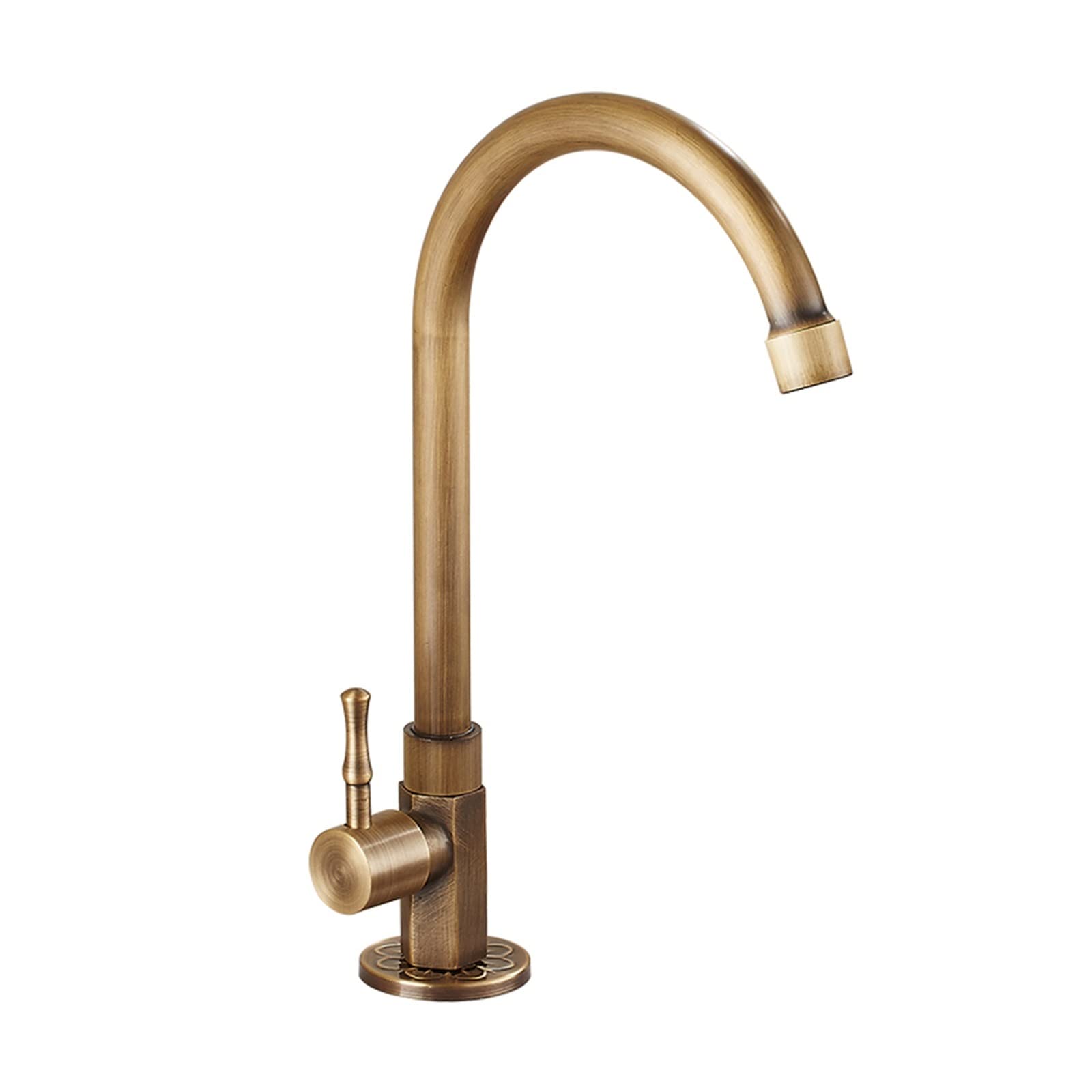 Laiton antique col de cygne classique levier unique eau froide robinet d'évier de cuisine robinet extérieur finition brossée en bronze
