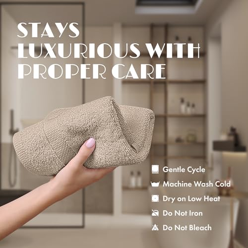 Image of White Classic Taupe Washcloths Set for Body and Face Towel, Cotton Wash Cloths Bulk 12 Pack, Spa Fingertip Wash Clothes 12x12 Inch, Soft Absorbent Gym Towels