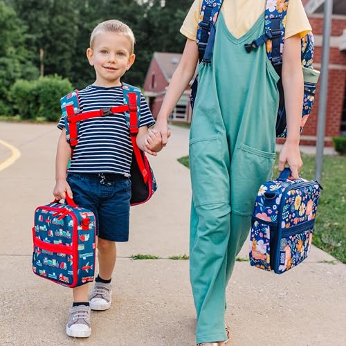 Image of Wildkin Kids ECO rPET Insulated Lunch Box - Keeps Food Hot or Cold, Easy-Clean Lining, Mesh Pockets & BPA-Free - Boys & Girls, Ideal for School, Travel & Daycare - Transportation