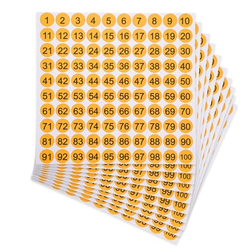 Étiquettes numérotées consécutives 1-100 PATIKIL orange imperméables pour boîte