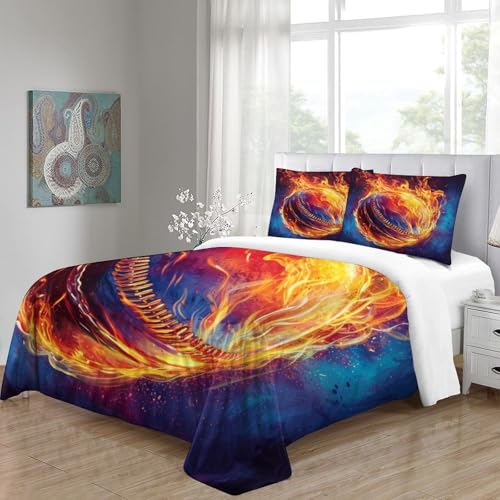 Housse de couette 200x200 baseball 3D en microfibre douce premium