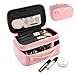 Makeup Bag, Viridian Mist Travel Organizer with Brush Holder, Portable Multifunctional Cosmetic Bag for Women Girls, Zipper Pouch, 2 Layer, Peach Pink (Peach Pink)