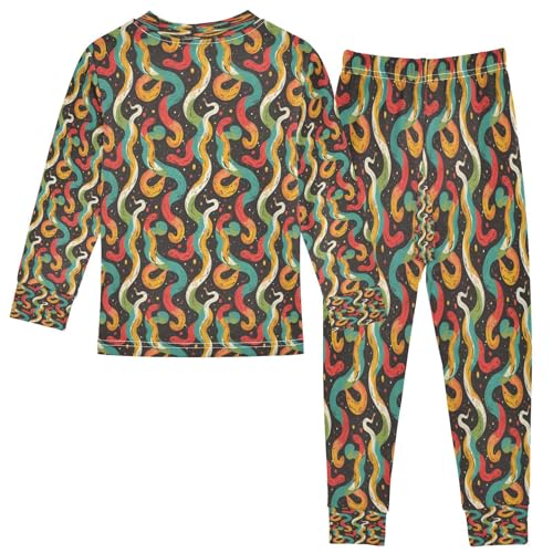 Pajama Sets Long Sleeve Colorful Snake Cute Pattern Soft Comfy Sleepwear 2 Piece PJS 3-8T3