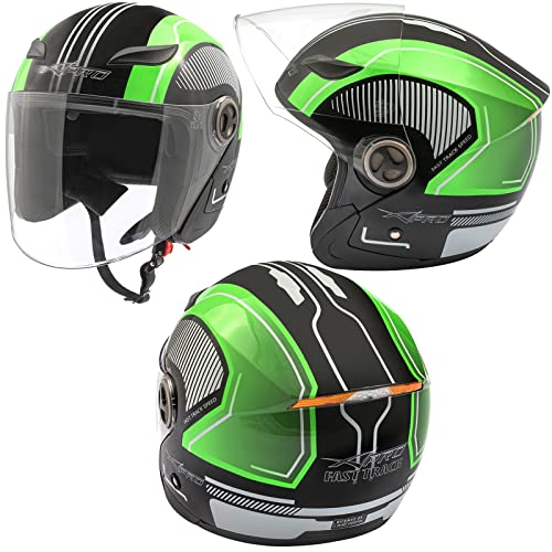 Casque jet moto scooter A-pro vert S visière transparente homologation ECE 22