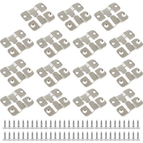 Image of 30Pcs Flush Mount Bracket, Interlocking Photo Frame Hook, Stainless Steel Heavy Duty Picture Hangers with 60Pcs Screws, Z Clip Bracket Wall Mount Hardware for Display Art Gallery