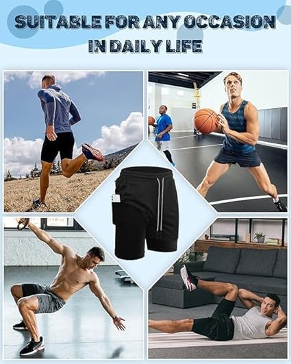 Image of boffi ... N S Poly 2 in 1 Active Dual Shorts with Inner Tights Layer | Men's Double Layer Short for Running, Gym & Sports