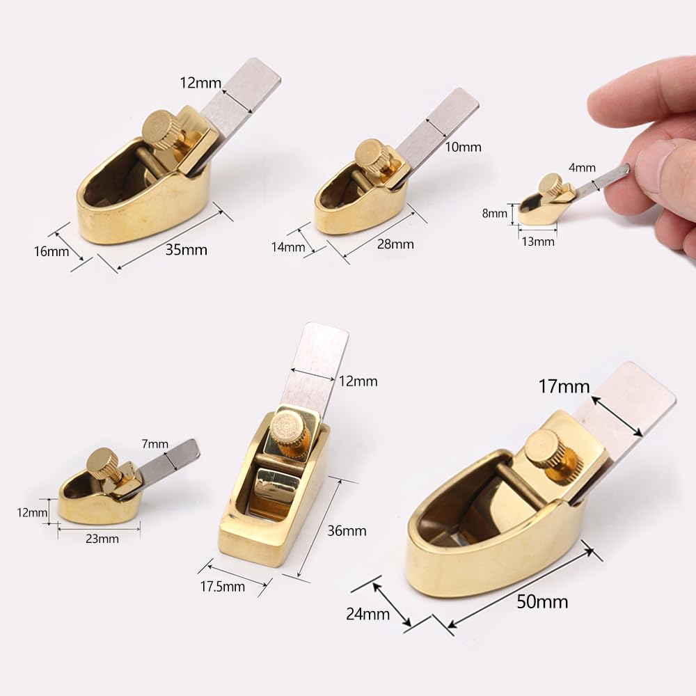 One set (6P) Brass Mini Planes Convex Bottom +flat bottom Plane Steel Blade Guitar Violin Making Tools Violin Wood Project tools