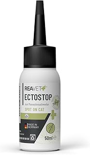 ReaVET EctoStop Spot On for Cats 50 ml - Flea & Tick Remedy for Cats with Coconut Oil - Effective Against Ectoparasites - Ticks, Fleas, Mites product image