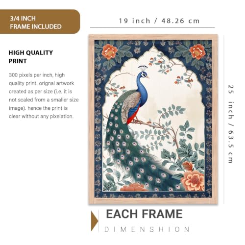 Image of kotart Madhubani Theme Digital Painting for Wall Decoration - Wall Art Prints for Living Room Bedroom Office, living room Decor, wall hanging frames-(19X25 inch, E)