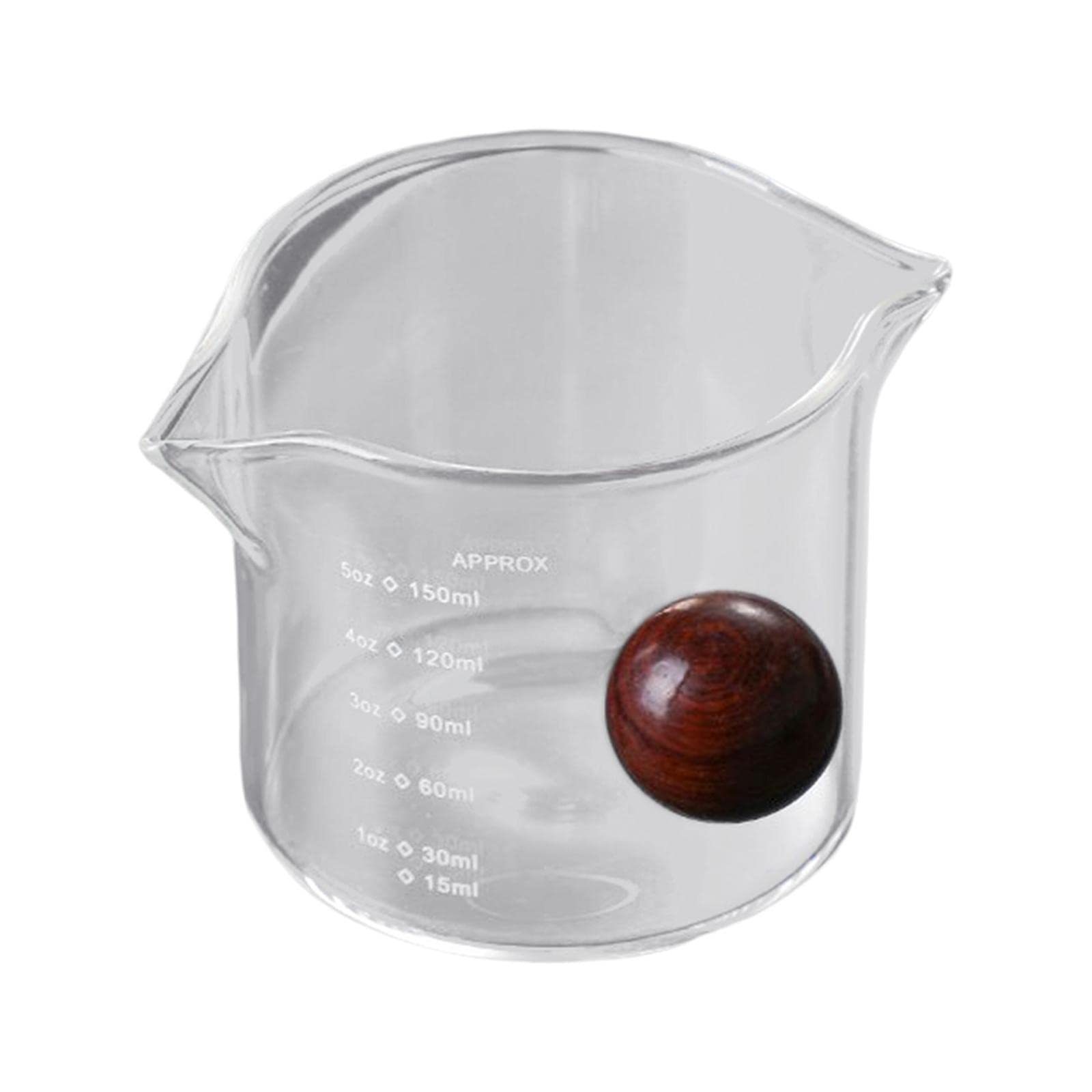 5 Piezas Vaso Medidor de Vidrio Taza Medidora Jarra con Doble Taza de Espresso con Doble Resistente al con Mango de Madera Adecuado, 6 Piezas