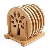 OffKits Bamboo Trivet Kitchen Bamboo Hot Pads Trivet Natural Bamboo Trivet Mat Set for Hot...