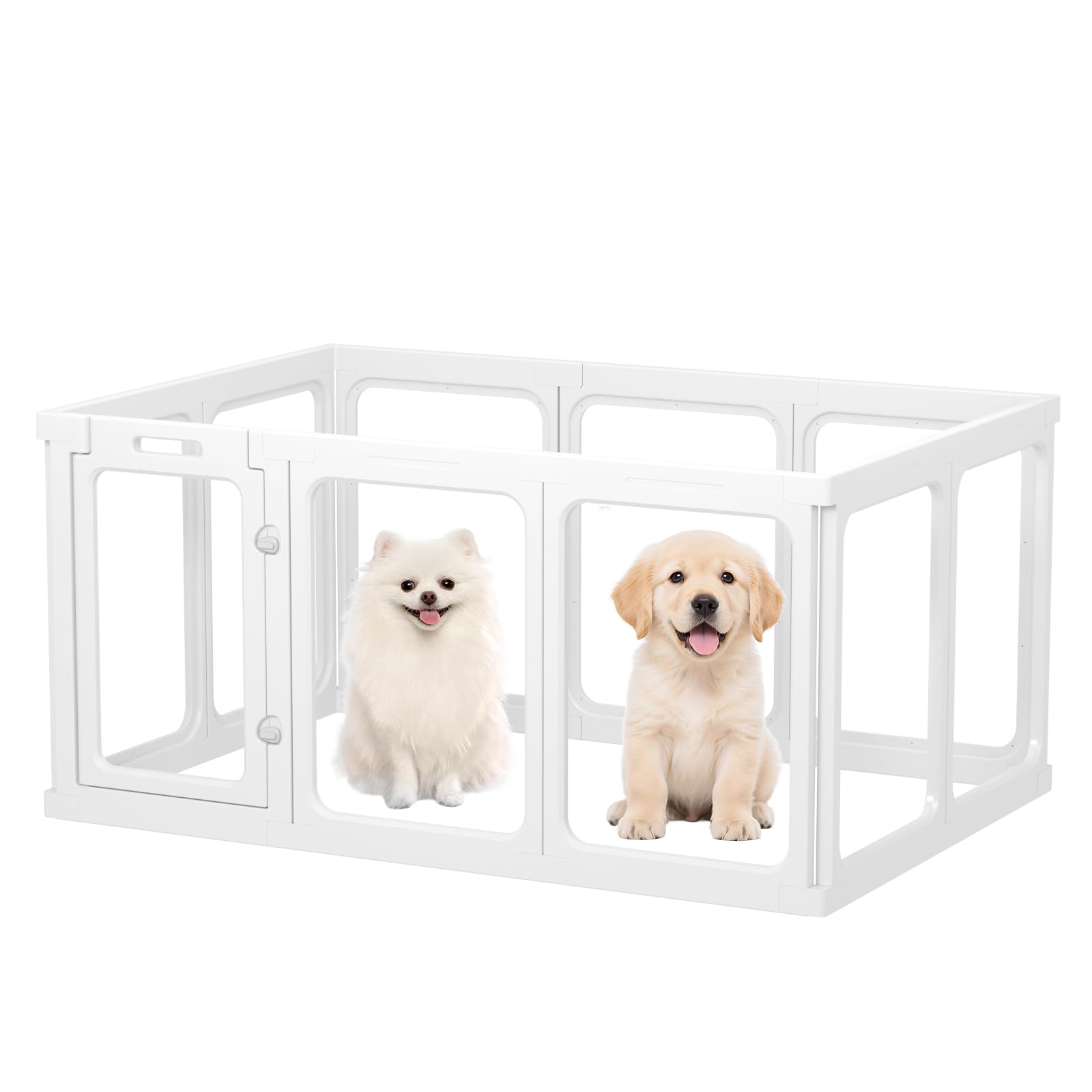 Gardner Pet Transparent Acrylic Dog Enclosure, Anti-Scratch and Non-Slip Playpen, Modular Playpen for Puppies, Cats and Rabbits, Easy to Clean and Expandable-10 Pieces - White