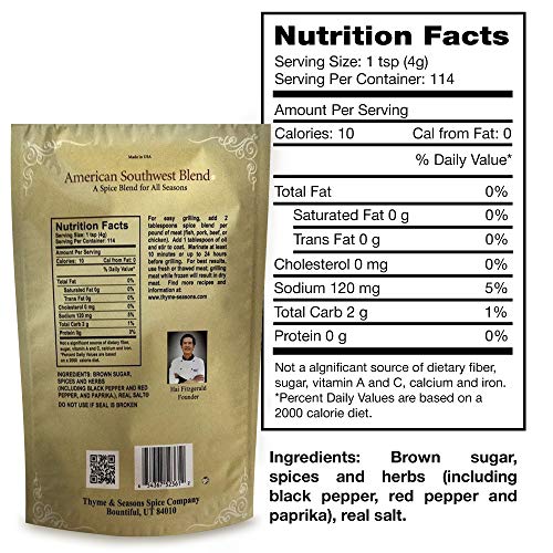 Thyme & Seasons Gourmet American Southwest Spice - Dry Rub Marinade, Seasoning, Grilling, Barbecue, Premium Sauces, Dressing, Smoking Meats - 16 Oz #TOP5