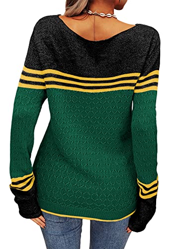 Image of Danedvi Womens Fall Fashion 2026 Sweaters Colorblock Lightweight Striped Crewneck Winter Trendy Pullover Tops