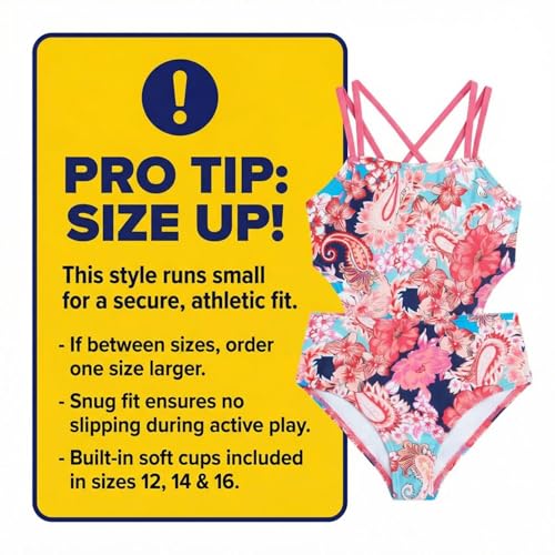 Image of Kanu Surf Girls' Beach Girl Sport Cut-Out One Piece Swimsuit
