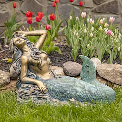 Estatua de sirena de cemento con base de magnesio para uso interior y exterior