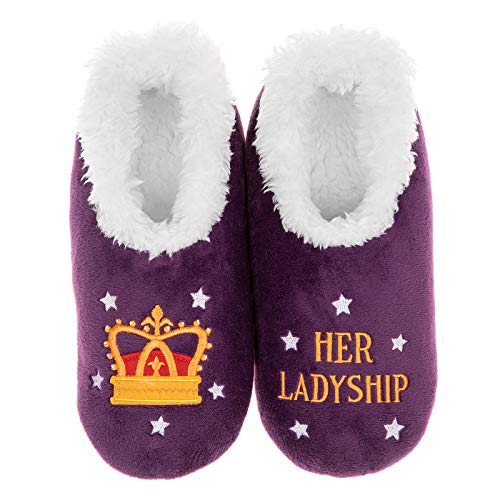 Snoozies Pairables Pantufas de sherpa para mulher, muito macias, para mulher, Púrpura escuro, Medium