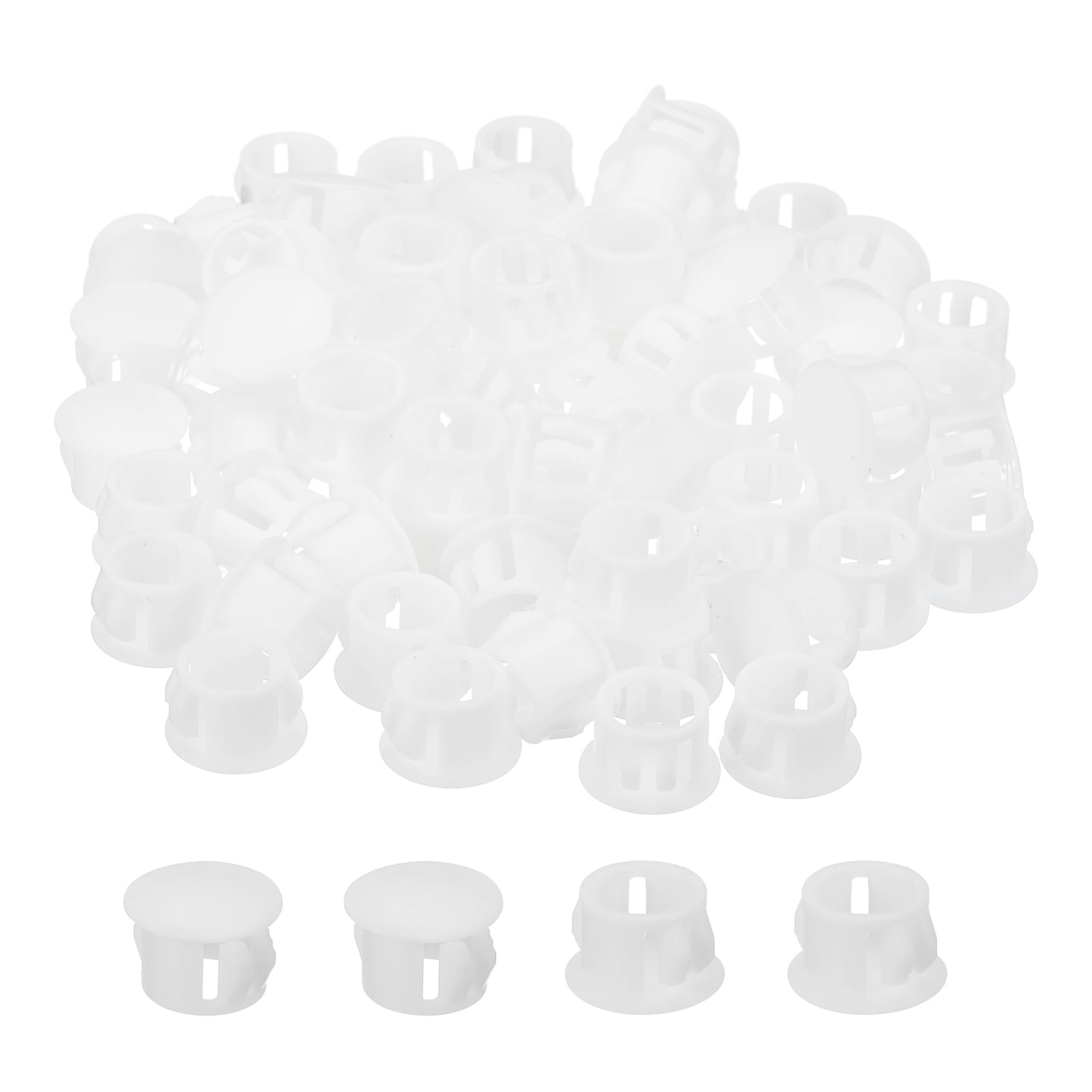 MECCANIXITY 78Pcs Plastic Hole Plugs, 9/16" x 3/8"(DxH) Hole Cover Tubing End Cap for Round Holes(12mm), Table Chair Floor Protector Furniture