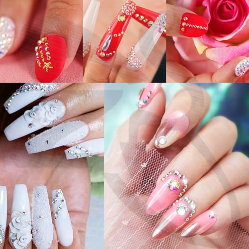 ZS 500Pcs Fake Nose Stud, Non-Piercing Eyebrow Nose Lip Ear Ring Fake Skin Piercing Jewelry, Faux Nose Studs Face Gems Stick on Face Jewels Eye Jewels with Eyelash Glue3