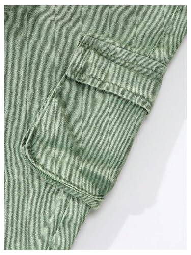 WDIRARA Toddler Girl's Baggy Cargo Jeans Elastic Waist Straight Leg Denim Pants with Flap Pockets4