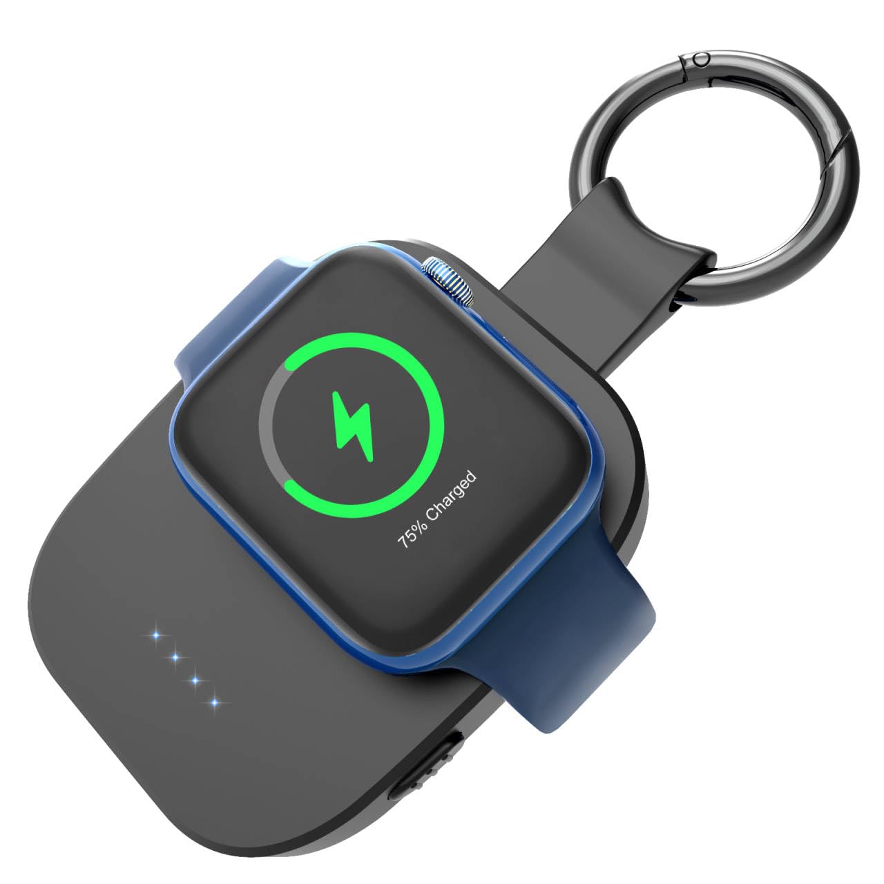 for iWatch Portable Charger Dock, Wireless Watch Charger Built-in 1200 mA Rechargeable Battery Magnetic Keychain Accessories with 4 LED Indicators for iWatch Series 8/7/6/5/4/3/2/SE/UItra