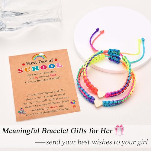 First Day of School Kindergarten Preschool Gifts for Girls, Mother Daughter Matching Bracelets Set, Back to School Gifts for Daughter from Mom3