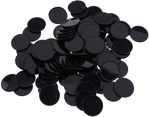 LNYMZD 100Pcs Schwarz Wiederverwendbare Plastik-Zähl-Bingo-Chips,Marker,Zähler,25 mm Durchmesser,Spielmarken,Packung mit,und praktisch,Traditionelle Spiele,Bingo