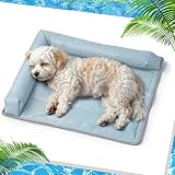 XIAPIA Manta Refrescante para Perros 53x70cm, Alfombrilla Refrescante para Perro y Gatos con Reposacabezas 7cm, Alfombra Fresca Refrigerante, Cama Perro Verano Impermeable para Casa, Coche