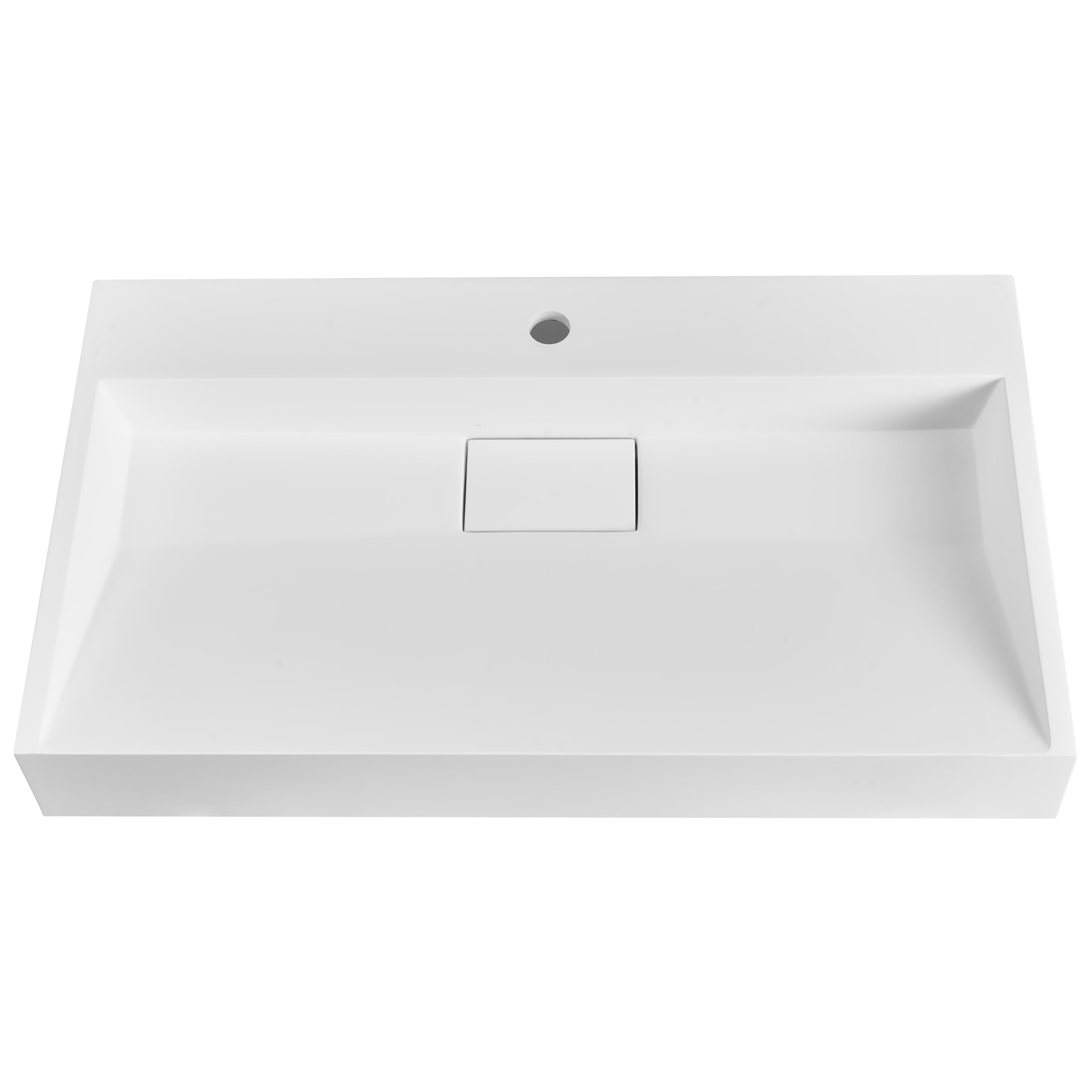 Lavabo suspendido de pared clásico rectangular fundición mineral acabado mate 80 x 46 cm blanco Quenko