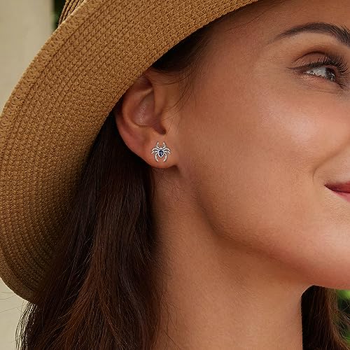 925 Sterling Silver Spider Stud Earrings Multi-color Crystal Gold Plated Earrings for Women Trendy Jewelry Party Supplies Favors Gifts Halloween Costumes Decorations4