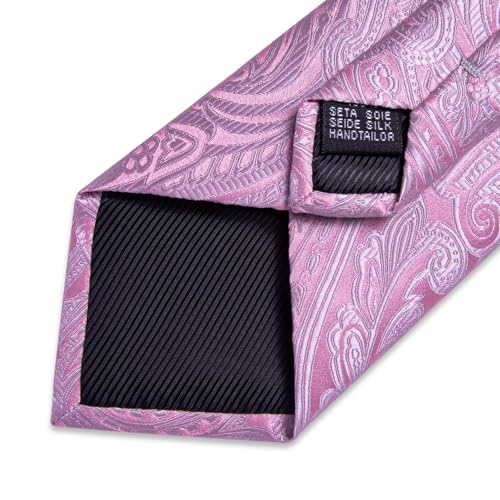 Image of DiBanGu Silk Floral Ties for Men Woven Paisley Necktie and Tie Clip Handkerchief Cufflinks Set for Party Wedding