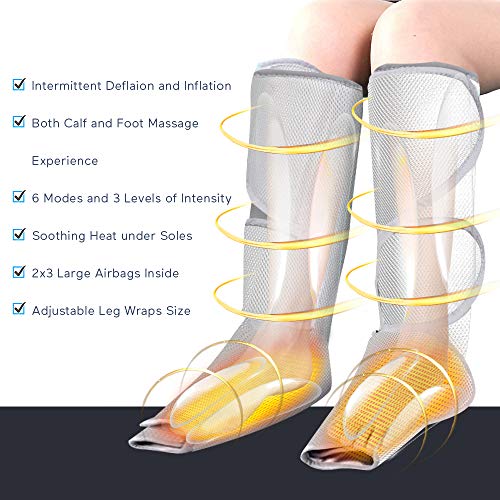 Leg Massager for Circulation Foot and Calf Massage Wraps for Relaxation, Optional Heat Function, 6 Modes 3 Intensities - Thumbnail 2
