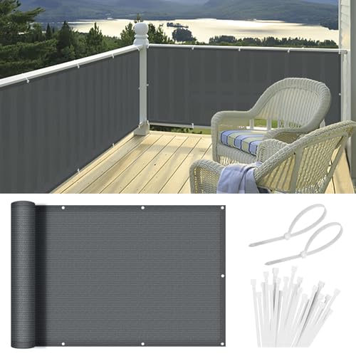 HENG FENG Balkon Sichtschutz 0.8x4m，HDPE Balkonverkleidung wetterfest, UV-Schutz, Atmungsaktiv,mit Kabelbinder,Anthrazit