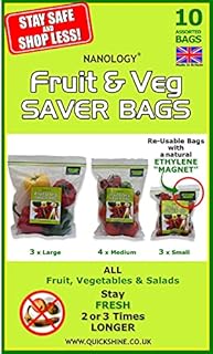Fruit & Veg Saver BAGS - with New Technology"Ethylene Magnet" - Fresher for Much Longer