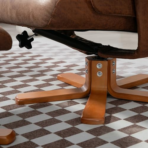 Poltrona relax con sgabello, poltrona TV girevole, poltrona TV con funzione reclinabile, poltrona imbottita per soggiorno, camera da letto, microfibra marrone, 78 x 82,5 x 109 cm - Sedia gaming - Immagine 8