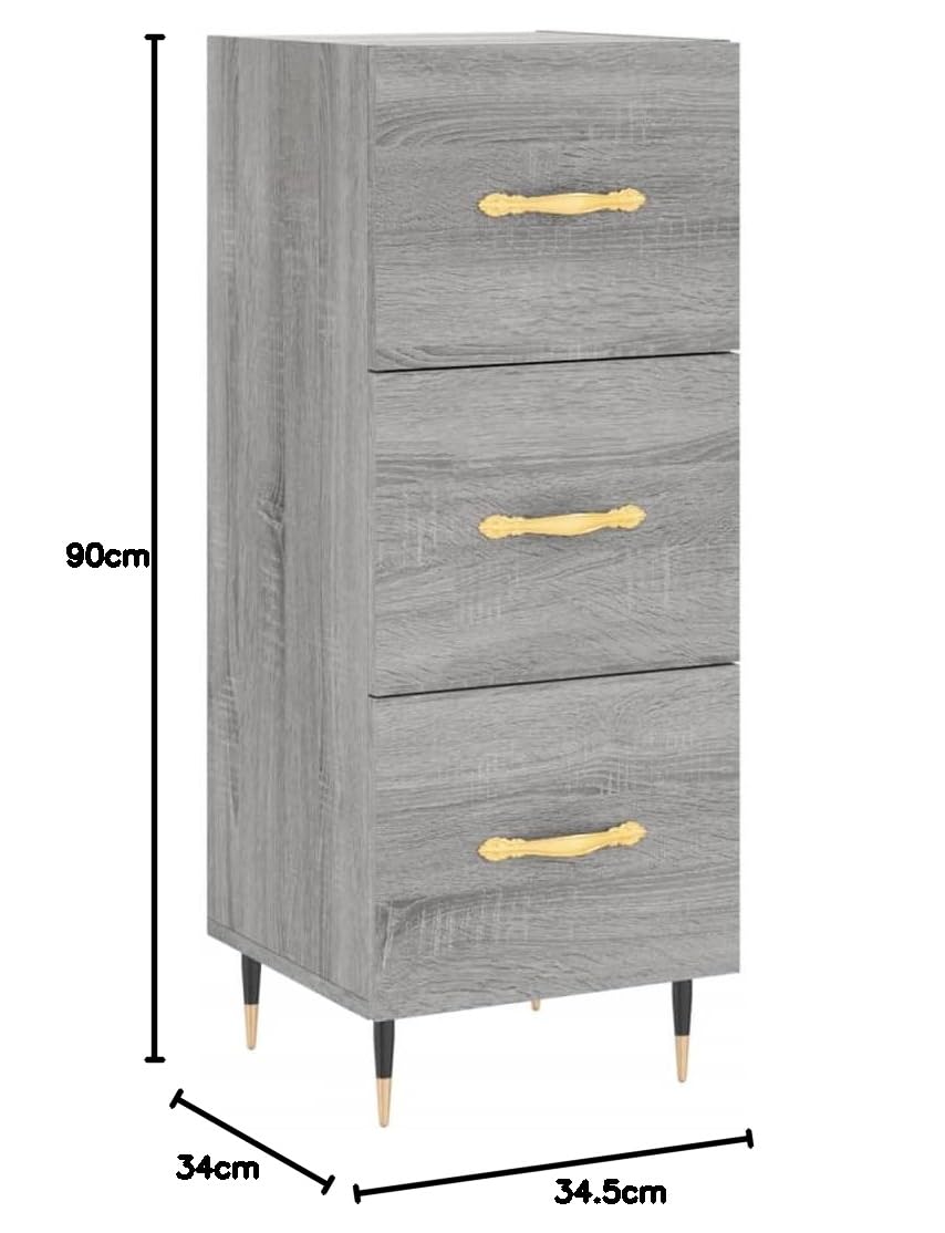 Credenze Cucina 34,5x34x90 cm Grigio Sonoma Legno Multistrato Moderna Buffet Struttura Robusta Armadietto Versatile Mobile Laterale Sala da Pranzo Piano Robusto e Stabile per Piante