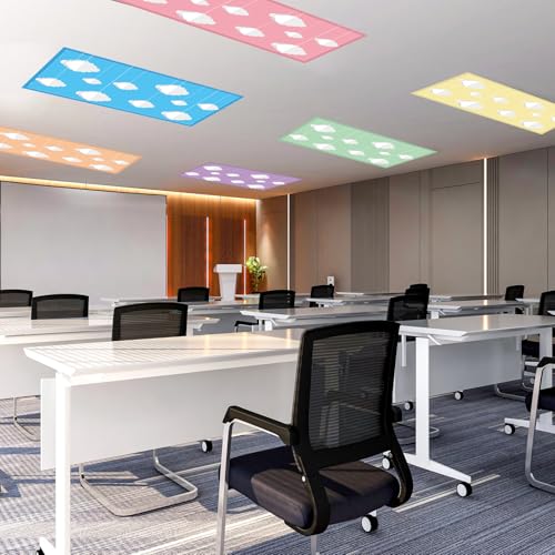 Image of VIHOSE 6 Pcs Fluorescent Light Covers for Ceiling Lights Classroom Magnetic Light Covers Classroom Filters Office School Drop Ceiling, 4 x 2 ft(Cute Cloud)