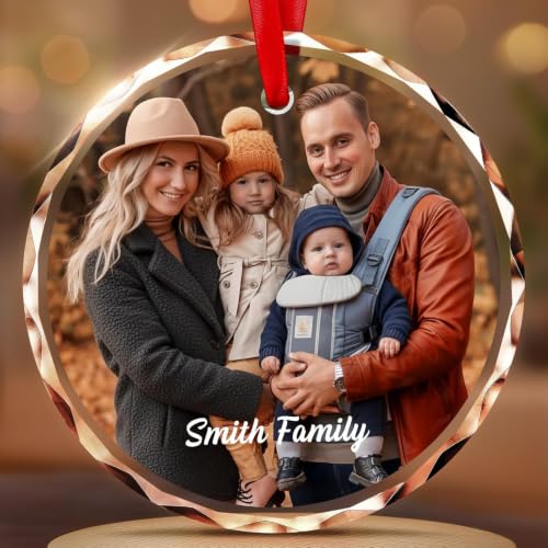 Personalized Christmas Ornaments - Custom Photo Crystal Glass Ornament,
