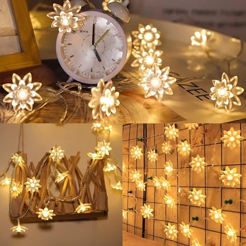 Image of WANNA PARTY Festive Decor Lights for Decoration Lotus Flower LED Decorative Garland for Diwali Decoration for Home Indoor Outdoo Festival Celebration Room Decor