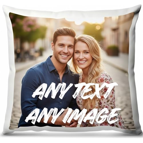 Personalised Cushion with Photo | Custom Pillow Case with Any Text and Image | Single & Double-Sided Print | Gift for Father Day Birthdays & Anniversaries | Cushion for Bed Sofa & Couch