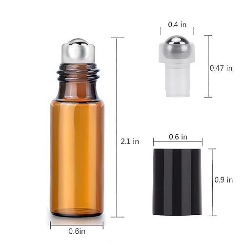 Miniatura 4 de Easytle Botellas enrollables de aceite esencial, paquete de 24 botellas de vidrio ámbar de 0.2 fl oz para aceites esenciales, botella enrollable