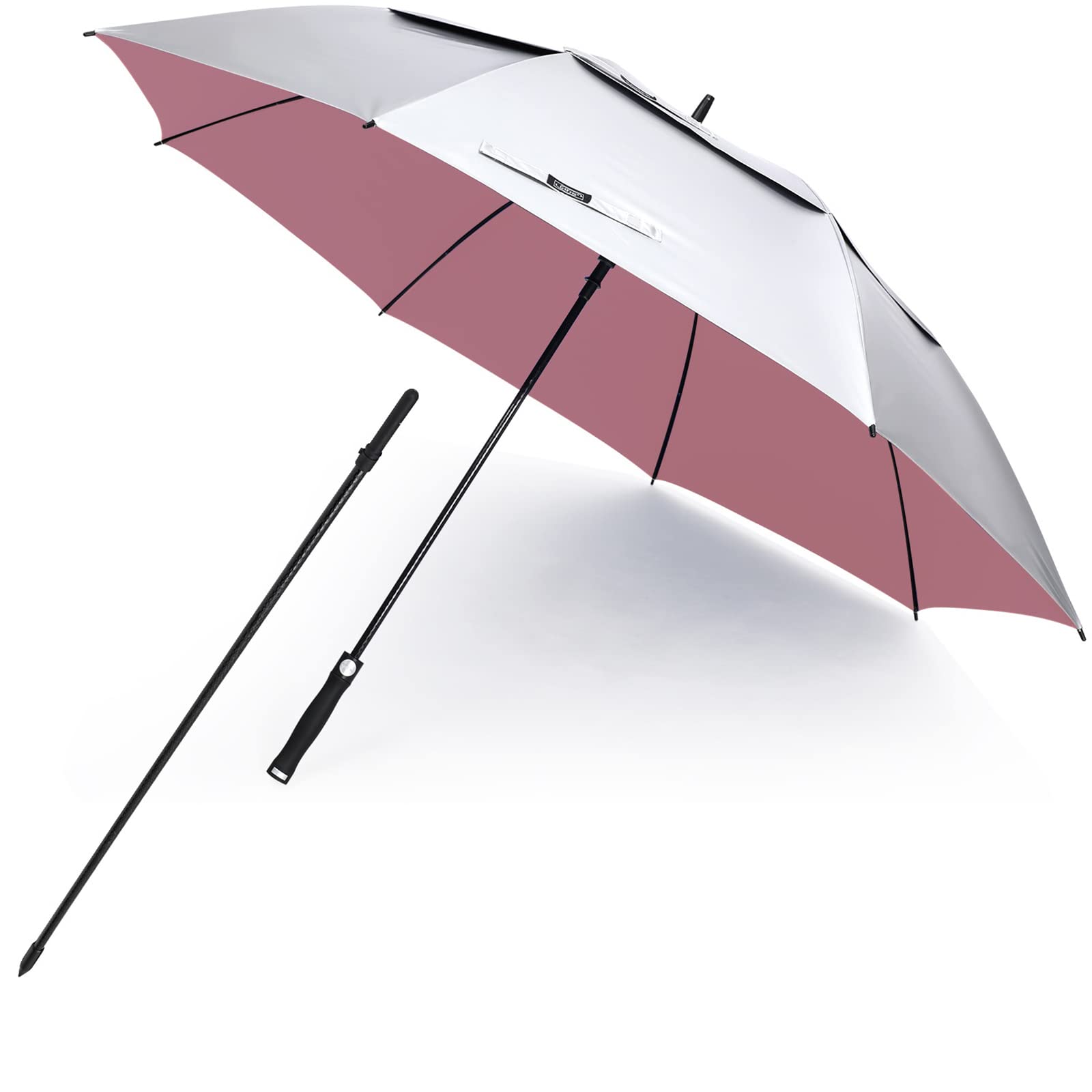 G4Free 68 Pouces Grand Parapluie de Golf Parapluie de Plage Ouverture Automatique Double Canopée Coupe-vent Anti UV pour Hommes Femmes
