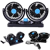 EVERGD Electric Car Vehicle Fan 12V 2-Speed 360°...