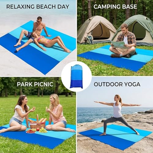 KbouZgxa Stranddecke Sandfrei Ultraleicht 210x200 cm, Faltbare Strandmatte für Sandfreie Nutzung am Strand, Ideal für Familienpicknicks und Campingausflüge, Leichte Und Kompakte Stranddecke mit