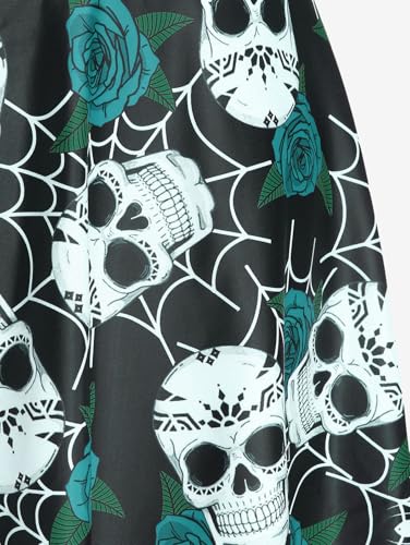 Rosegal Women Plus Size Gothic Tankini Swimsuit Rose Skulls Printed Ruched Two Piece Bathing Suits4