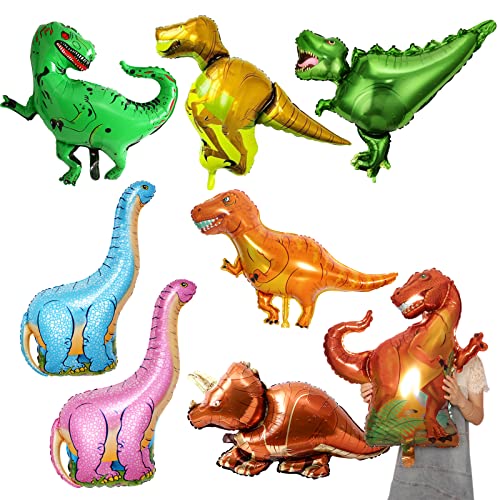 O-Kinee Ballon de Dinosaure,8 pcs Dinosaure Animal Ballons Dinosaurs Ballons Helium,Ballon de Dinosaures pour la Fête d'anniversaire Dinosaure Fête du Style Jungle (8 pcs)