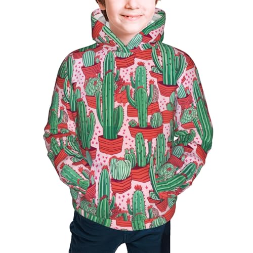 Colorful Cactus Kid Hoodies Boys Sweatshirts Girls Pullover with Pocket3