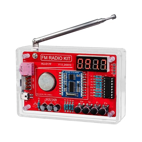 LUMINZENLUX DIY FM Radio Soldering Practice Kit 87-108MHz with 2 Power Modes (USB/Battery) & Acrylic Case STEM Project for Beginners & School Education Complete Kit with PCB Components Speaker