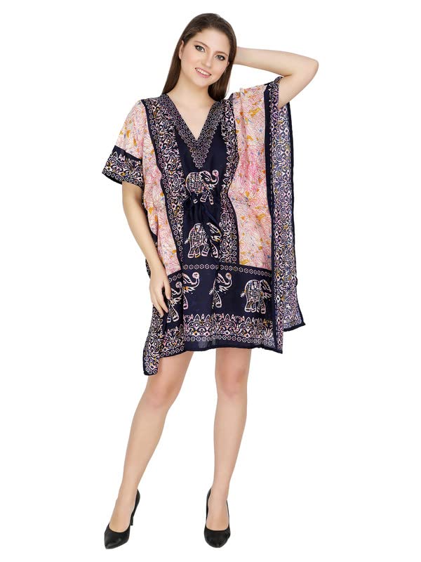 Women's Polyester Short Kaftan Elephant Print for Nightwear Beachwear-image-11