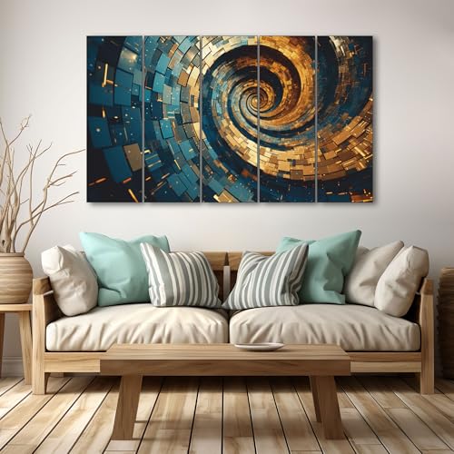 Image of The Castle Decor Abstract modern painting with frame 5 Big Size (27x48) Wall Art for living room,Bedroom,Drawing room,Hotels-Wooden Framed-Digital Painting